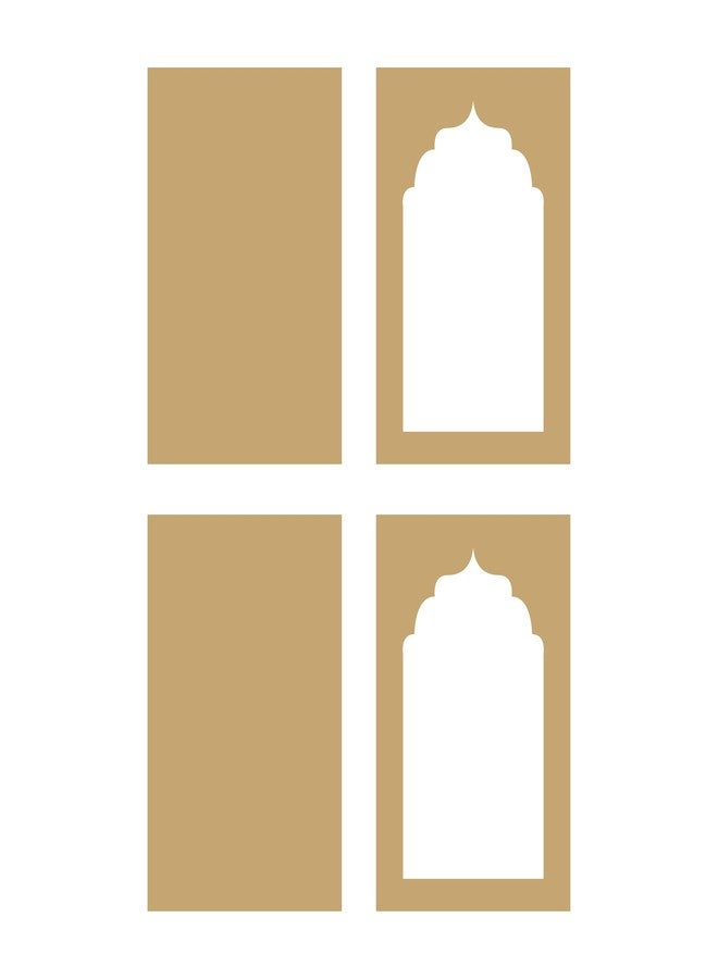 LET'S DIY Pack of 2 MDF Wooden Plain Jharokha Base - MDF Cutout for DIY Art and Craft Wall Hanging Decorations - Image 1
